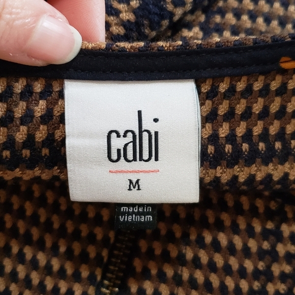 Cabi Flounce Jacket Tartan Style Plaid Long Length Brown and Black - Picture 7 of 9